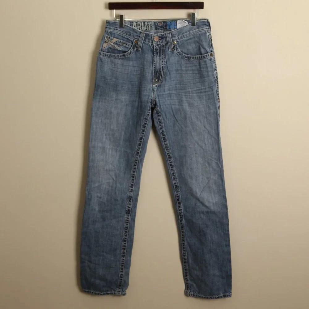 Ariat Men's light blue relaxed bootcut mid rise M2 blue Jeans 31 X 36 - Picture 5 of 7